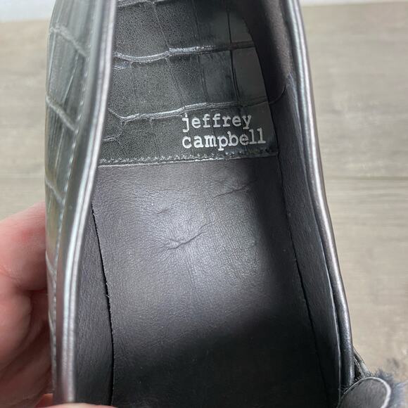 Jeffrey Campbell Black Croc Student Platform Horsebit Loafer Sz.8 - Picture 8 of 12